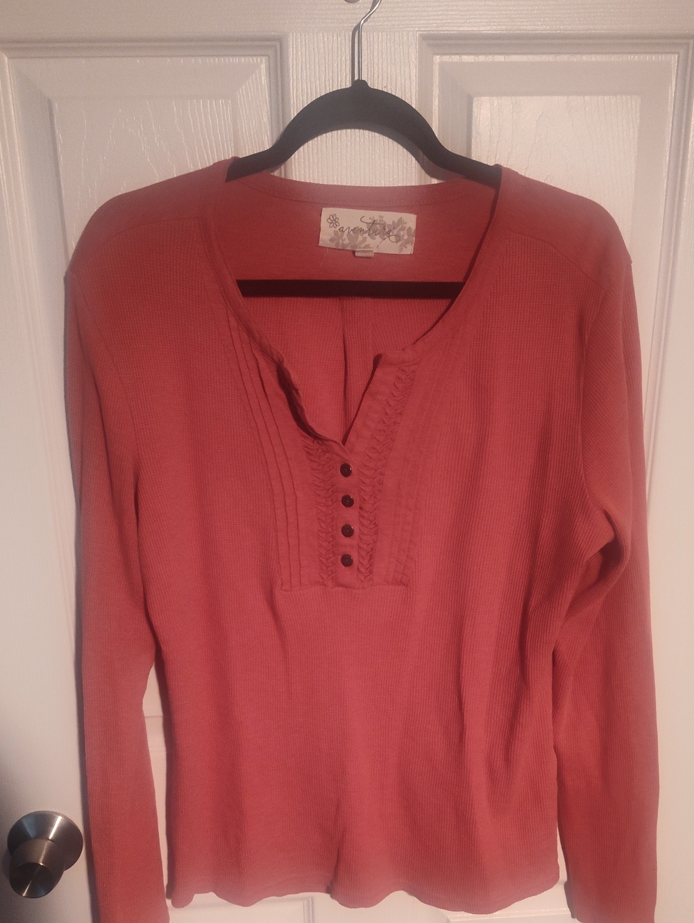Aventura Long-Sleeve Henley Top in Dusty Rose